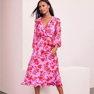 Ann Taylor Floral Dress in Pink and Red